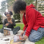 Left to right: Maryam Rose & Clarissa Lanzas vision boarding at Rittenhouse Square Park. (GIH | Dashiell Allen)