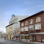 Perspective of the property from the High Street side of Germantown Avenue. (Canno Design)